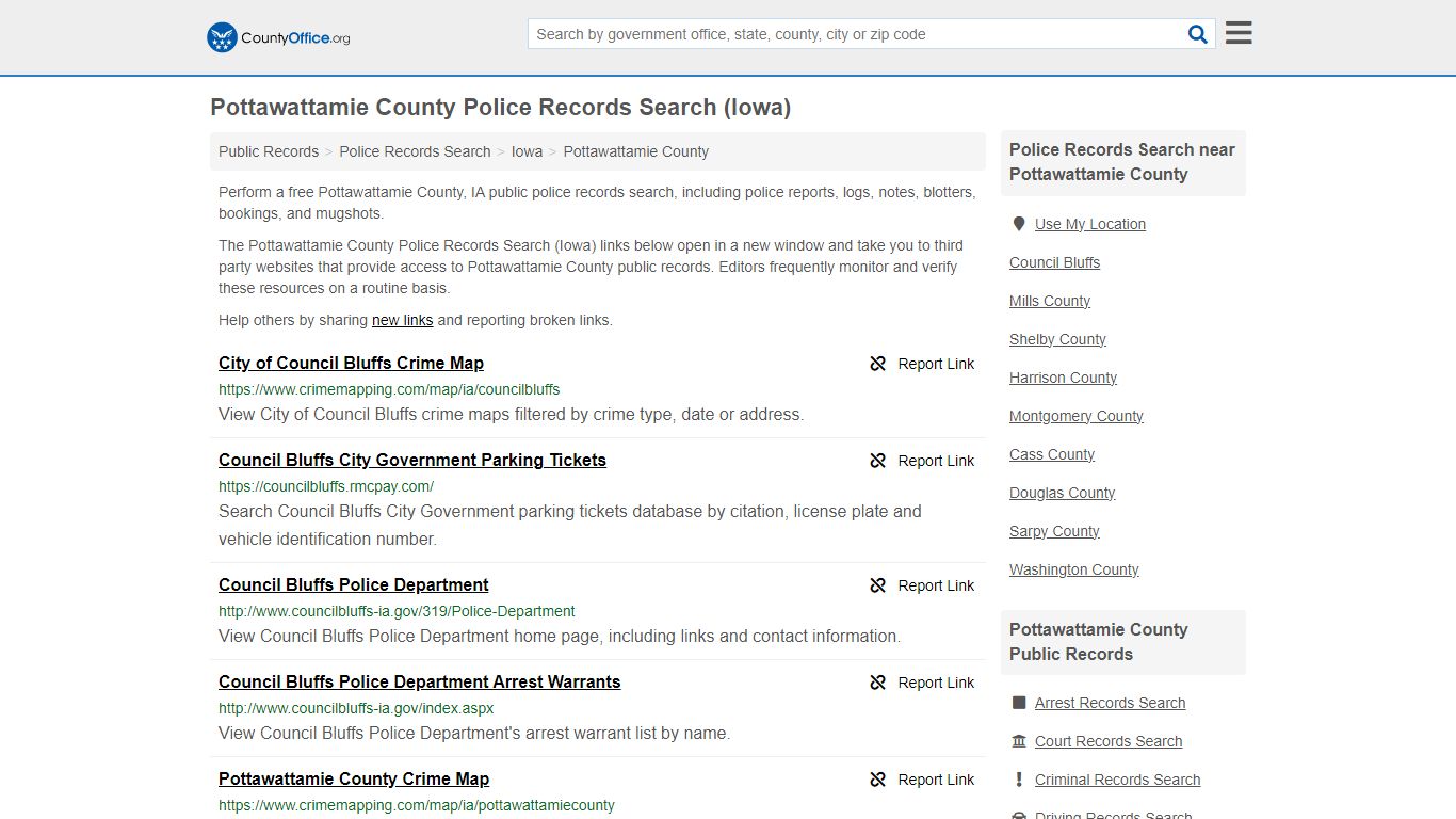 Pottawattamie County Police Records Search (Iowa) - County Office